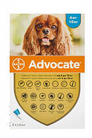 Каплі Bayer Advocate для собак 4-10 кілограмів (від блох, вошей, власників, кліщів), Адвокат 3 піпетки х 1 мл