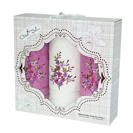 Набір рушників Gursan Cotton Malina 3' 2х50х90+70х140см, бузковий темний, 3378, фото 1