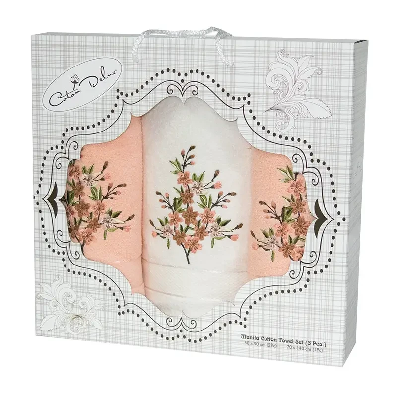 Набір рушників Gursan Cotton Malina 3' 2х50х90+70х140см, персик, 3378