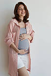 Льняна сорочка блуза для вагітних та годуючих пудрова літня вільного крою, 2268741-П, фото 4