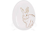 Блюдо керамическое сервировочное с рисунком Bunny, 16,5см, цвет - белый с золотом
