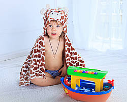 Дитячий рушник з капюшоном Dream Towels Жирафчик 76х92 Коричневий (dm-1008)