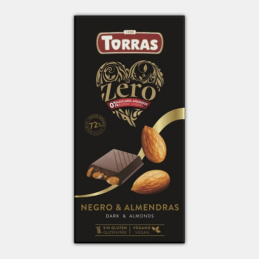 Шоколад чорний без цукру Torras ZERO with almonds з мигдалем 150 г Іспанія