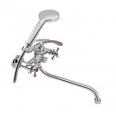 Змішувач для ванни Lidz Lamb 1401 з поворотним виливом двовентильний (з душовим гарнітуром) LDLAM1401CRM22017 Chrome