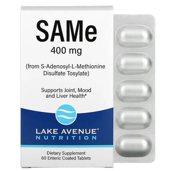 SAMe (Гептрал Адеметіонін) 400 мг 60 таб гепатопротектор антидепресант Lake Avenue Nutrition USA