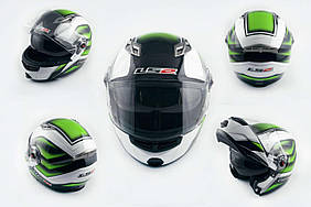 Шолом трансформер (size: XL, біло-зелений, + сонцезахисні окуляри) LS-2