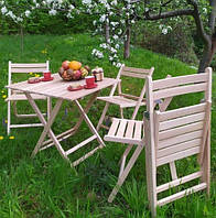 Комплект складаних дерев'яних 4 стільців і столу розкладного 1 шт. Розкладні стільці та стіл