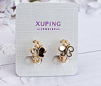 Сережки метелики без камінців Xuping Jewelry - позолота 18К, висота 18мм, ширина 11мм