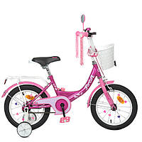 Велосипед детский PROF1 Y1216-1 12 дюймов, фуксия, Time Toys