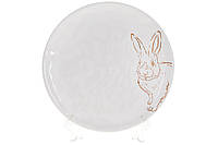 Тарелка керамическая с рисунком ,,Bunny,, 21.4*21.4*2.1см, белый с золотом, 4шт. в упаковке (795-214)