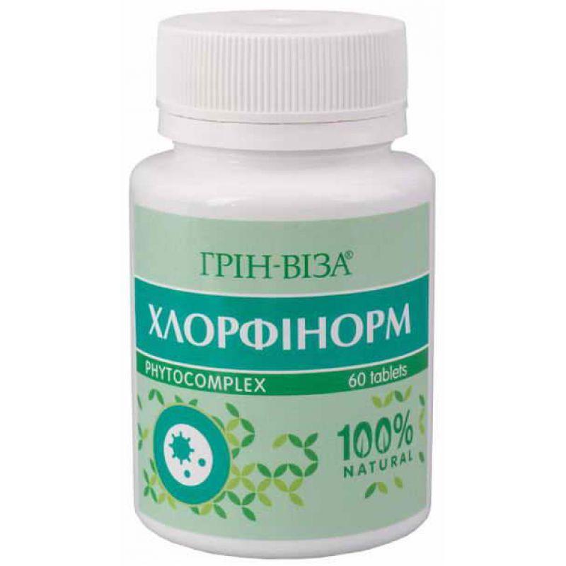 Хлорфінорм - хлорофіл природний антибіотик, таблетки Грін-віза, 60 шт, фото 1