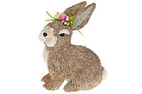 Декоративна пасхальна фігура Кролик з квітами 31 см NY27-915