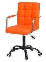 Кресло Augusto-Arm BK-Office кожзам оранж 1012, на колесах с регулировкой высоты