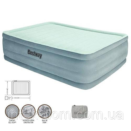 Bestway велюр-ліжко 67536 (203*152*56,см) з вбудованим насосом 220V