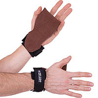Накладки атлетичні Грипад для WorkOut з напульсником Zelart TA-2255 чорний-коричневий