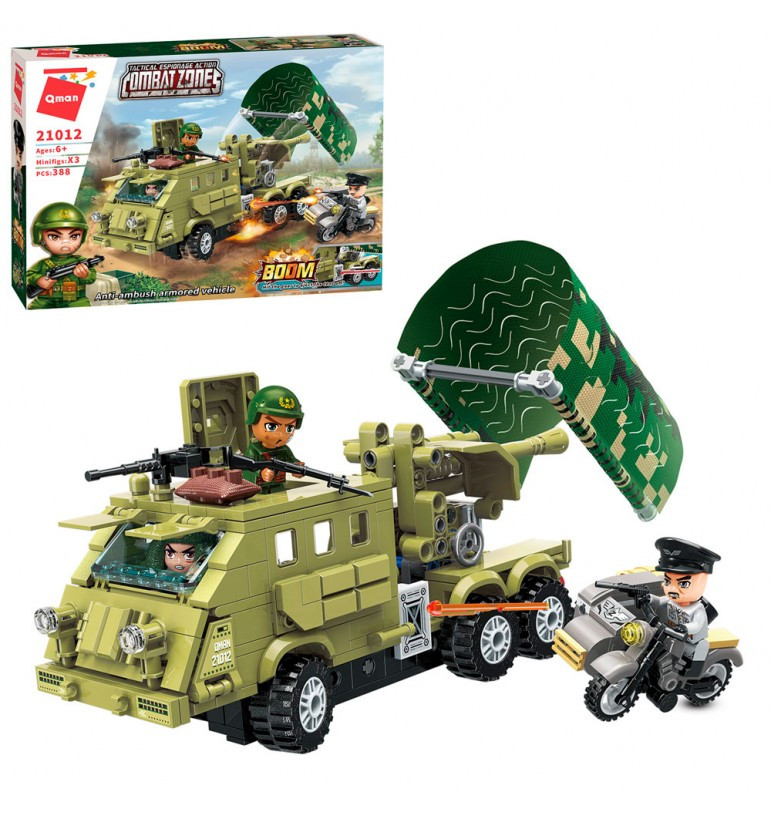 Конструктор Qman 21012 Військовий тягач із гарматою, 388 деталей, фото 1