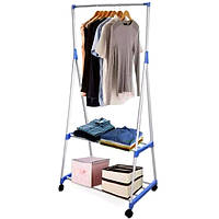 Передвижная напольная вешалка Clothes Horse для одежды THE NEW COAT RACK 2 полочки 152*68*44 см (Живые фото)