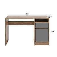 Письмовий стіл із правою тумбою Сокме Бум 120х54х75 см дуб артисан з фасадом сірий шифер