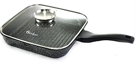 Сковорода Гриль із Кришкою й Гранітним Покриттям Unique UN-4011 24 см