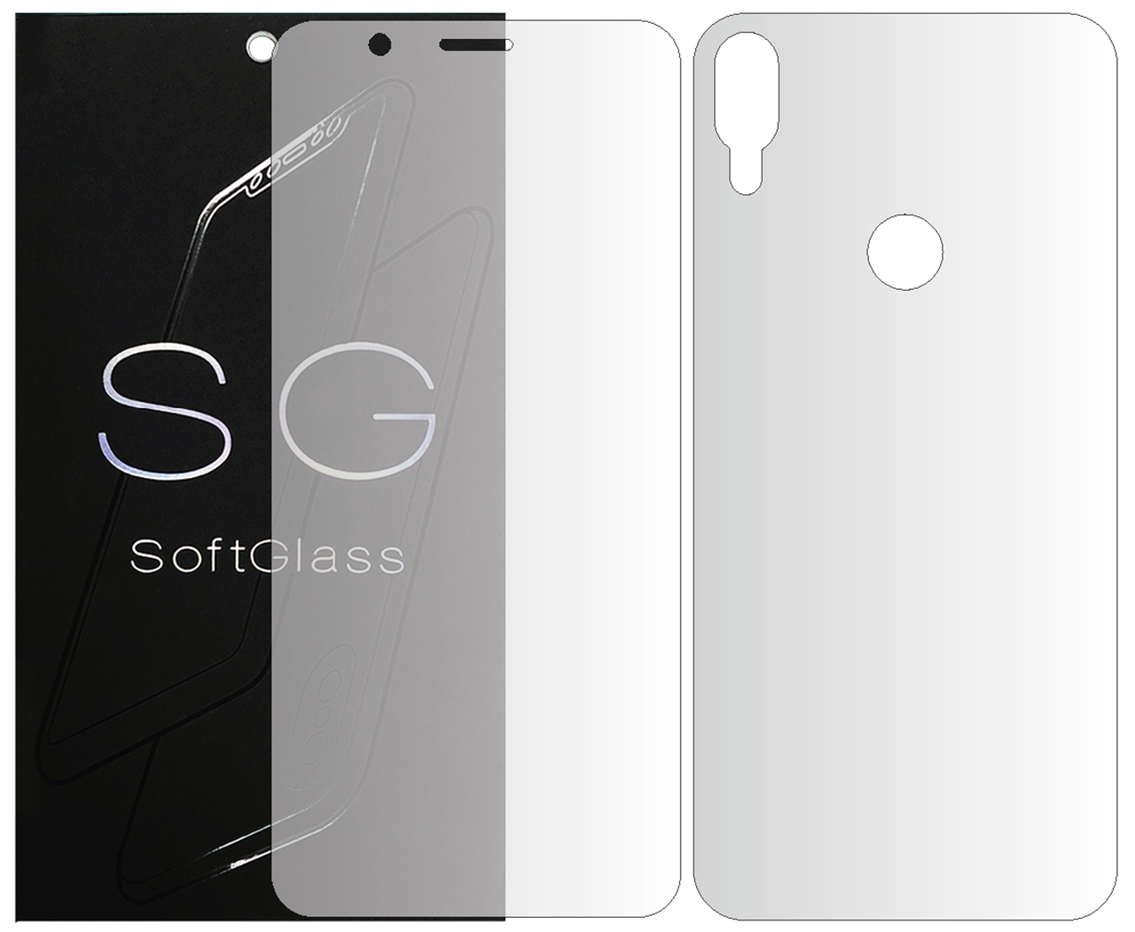 Бронеплівка для Asus Zenfone Max Pro M1 ZB602KL комплект: для передньої і задньої панелі зносостійка поліуретанова SoftGlass, фото 1