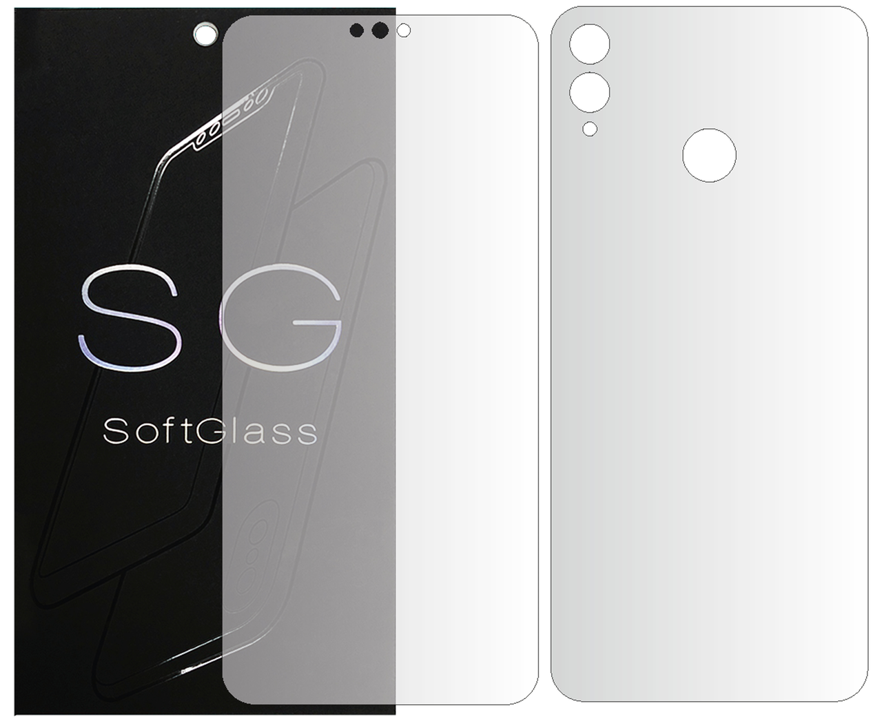 Бронеплівка для Honor 8X комплект: для передньої і задньої панелі зносостійка поліуретанова SoftGlass, фото 1