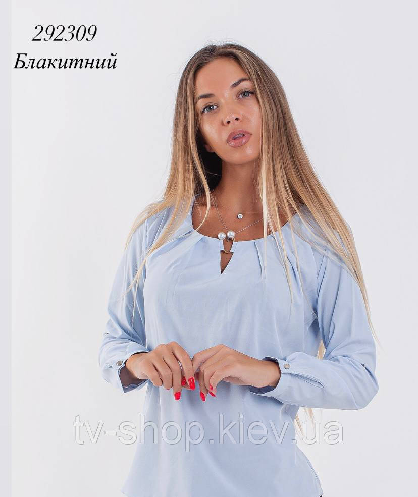 Жіноча блуза з декором (блакитний, червоний) р.42,46,50