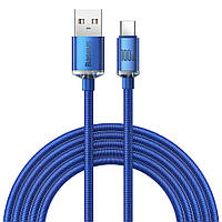 USB кабель Type-C Baseus Crystal Shine Series USB For Type-C 100W 5A 2m Blue (CAJY000503)