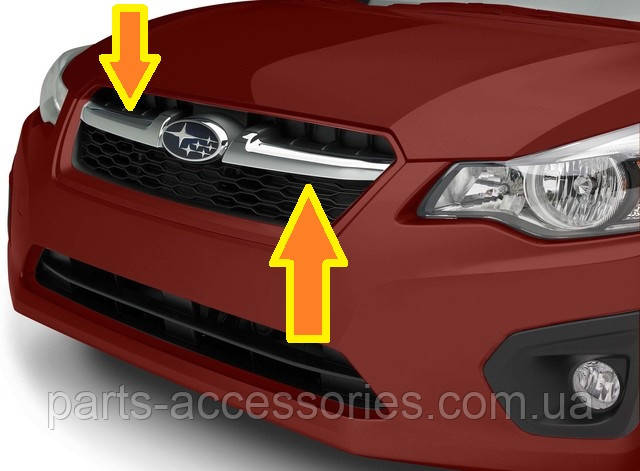 Subaru Impreza 2012-14 WRX і STI решітка радіатора хромові молдинги накладки на решітку Нові Оригінальні, фото 1