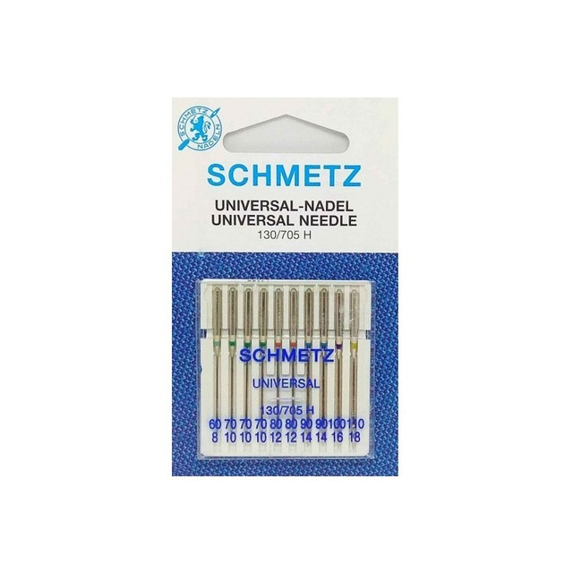 50 універсальних голок для швейних машин Schmetz - різні розміри - коробка з 5 карток