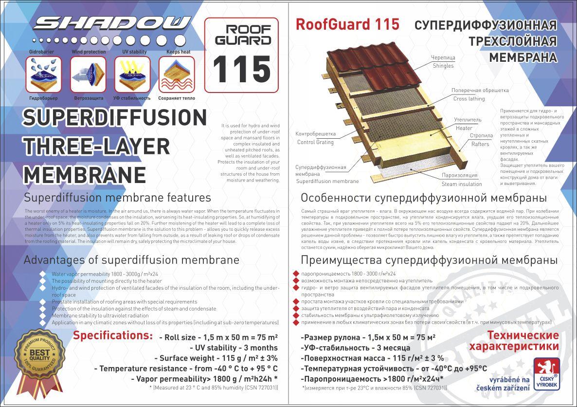 Гидроизоляционная мембрана 115 г/м² (1,5*50) ТМ "Shadow" - фото 5 - id-p1612916673