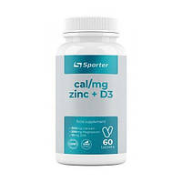 Кальций-магний-цинк-витамин Д3 Sporter Calcium + Magnesium + Zinc + D3 60 таб.