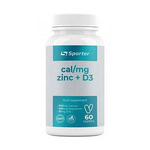 Кальцій-магній-цинк-вітамін Д3 Sporter Calcium + Magnesium + Zinc + D3 60 таб.