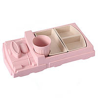 Детская бамбуковая посуда Поезд, набор из 2-х тарелок и чашки M+BP17 Train Pink