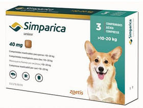 Таблетка Симпарика від бліх та кліщів для собак вагою від 10 до 20 кг-1 таблетка