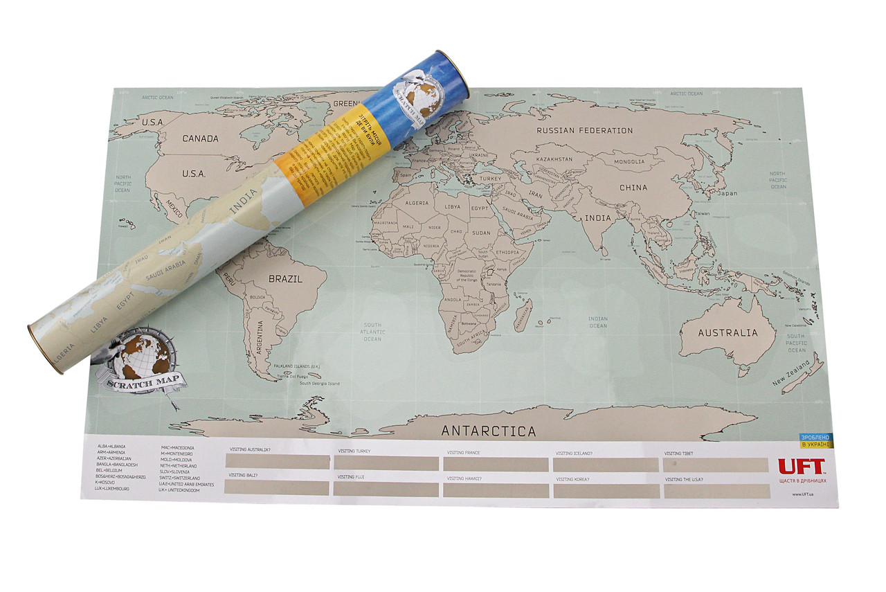 Скретч карта мира на английском языке Big 88х52см Scratch map - фото 2 - id-p1612922818