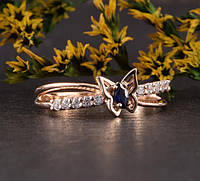 Золотое кольцо бабочка с фианитами