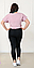 Жіночі стильні лосини зі штрипками чорні трикотажні повсякденні, великих розмірів 50, 52, фото 2