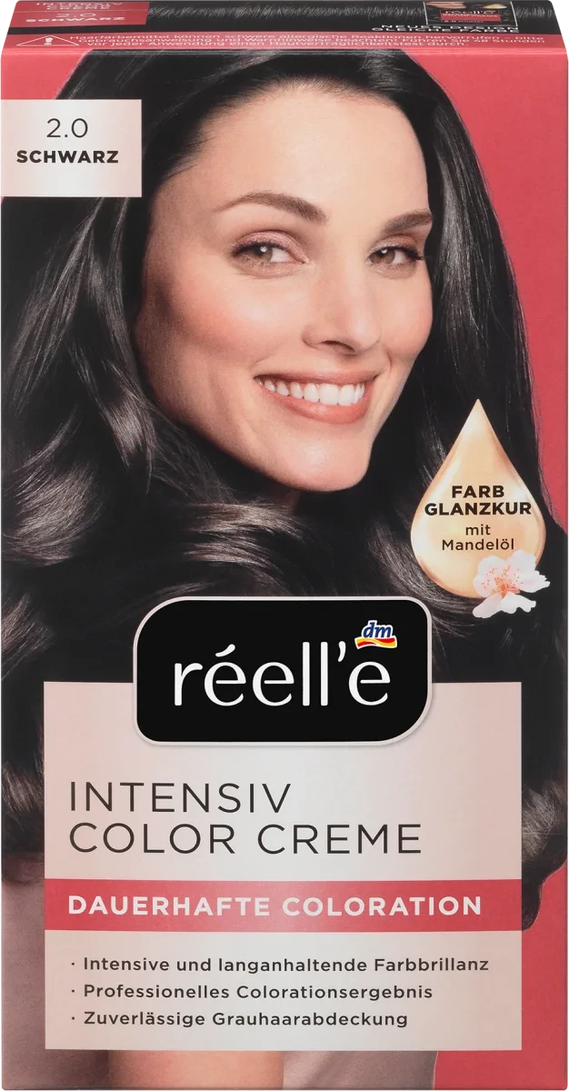 Інтенсивна крем-фарба для волосся Reell'e Intensiv Color Creme Schwarz, 2.0 (чорний)