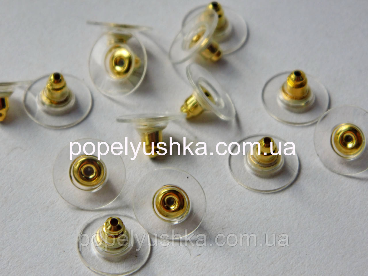 Заглушки для сережок Силікон + Золото, фото 1
