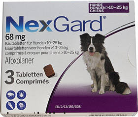 Жувальні таблетки Merial Nexgard (Нексгард) від бліх і кліщів для собак вагою 10-25 кг