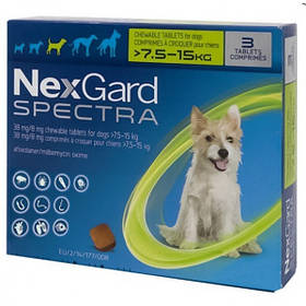 Таблетки Merial НексГард (NexGard) Спектру проти бліх, кліщів і глистів для собак 7.5-15 кг