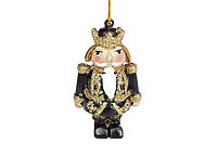 Декоративная подвесная фигурка Щелкунчик, 6см, цвет - чёрный с золотом, в упаковке 24шт. (823-057)