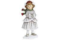 Декоративная статуэтка Девочка с муфтой, 18.5см, цвет - винтажный белый с красным, в упаковке 2шт. (707-731)