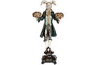 Декоративная статуэтка-подсвечник Белый кролик 40.5см, цвет - зеленый (419-170)