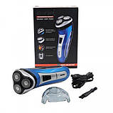 Акумуляторна електробритва Gemei GM-7090 Блакитна, фото 3