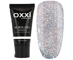 Акрил-гель Oxxi Professional Aсryl Gel 30 мл № 18 прозорий з голографічним мікроблиском