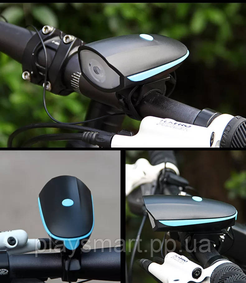 Велофара акумуляторна з сигналом 7588 USB велосипедна фара велоліхтар