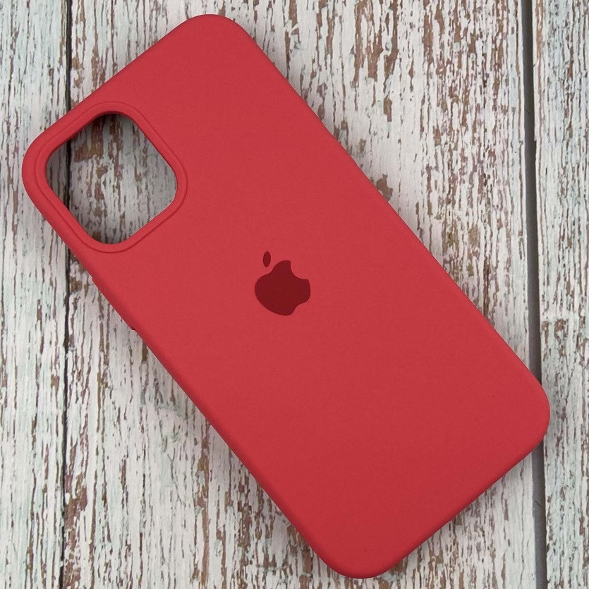 Силіконовий Чохол на iPhone 12/12Pro 6.1" із закритим низом Silicone Case 100% Малиновий