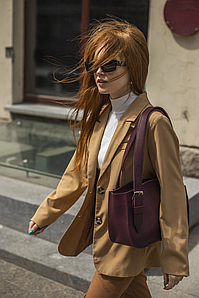 Жіноча шкіряна сумка Кім, натуральна шкіра італійський Краст, колір Бордо