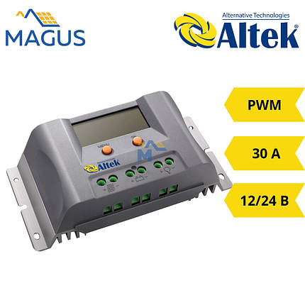 Контроллер заряда Altek P-30А/24V-USB/LCD, фото 1